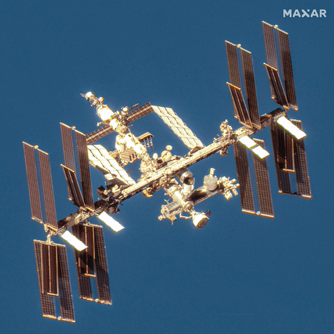 Image of International Space Station taken from Space at 276km. (2024) credit: MAXAR.